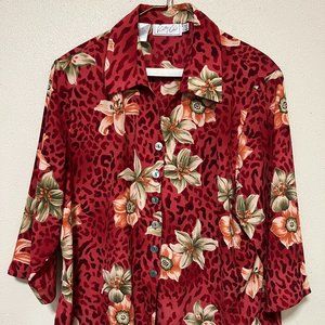 Kathy Che silky blouse, 3/4 sleeves, size 18
